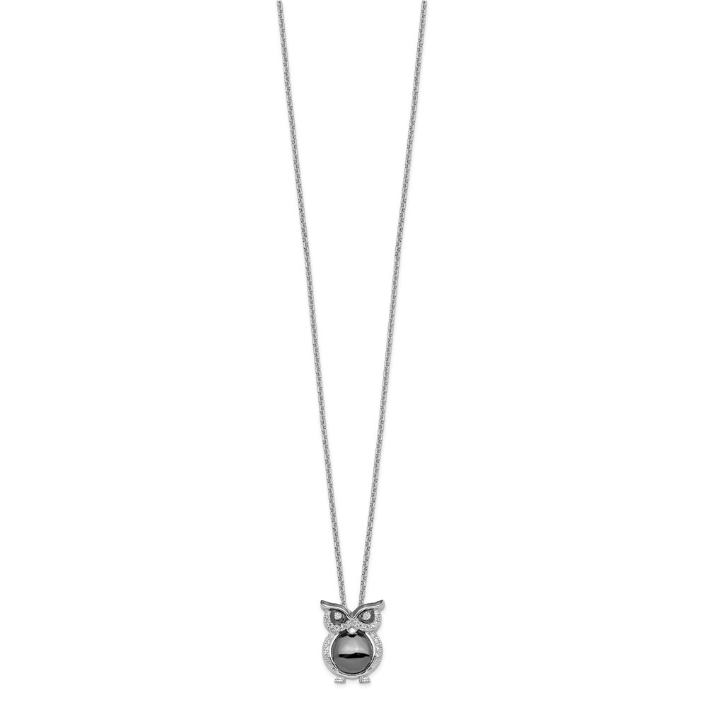 925 Sterling Silver 18 inch Micro Pav‚ CZ Owl Necklace with 2 Inch Extender_2